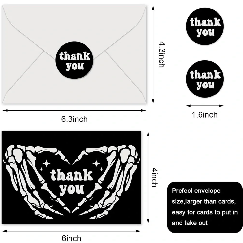 NEW Skelton Thank You Cards 12PK - Picture 2 of 3